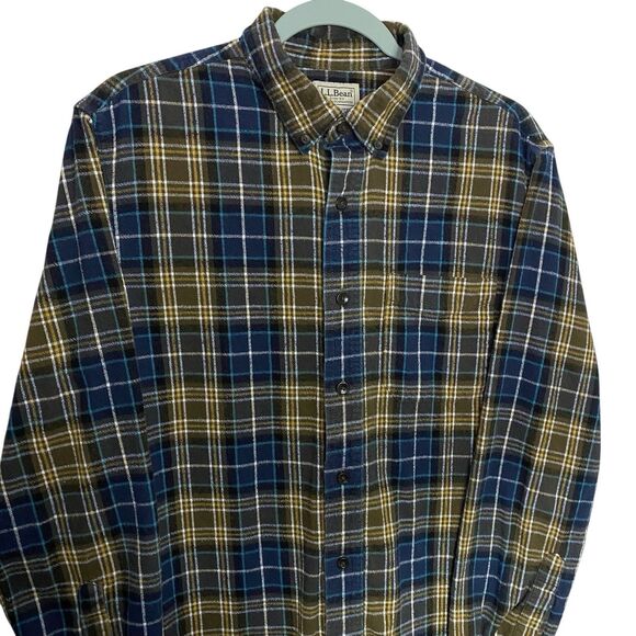LL Bean Shirt Mens M Scotch Plaid Flannel Button Down Slightly Fitted Outdoor - Picture 5 of 8
